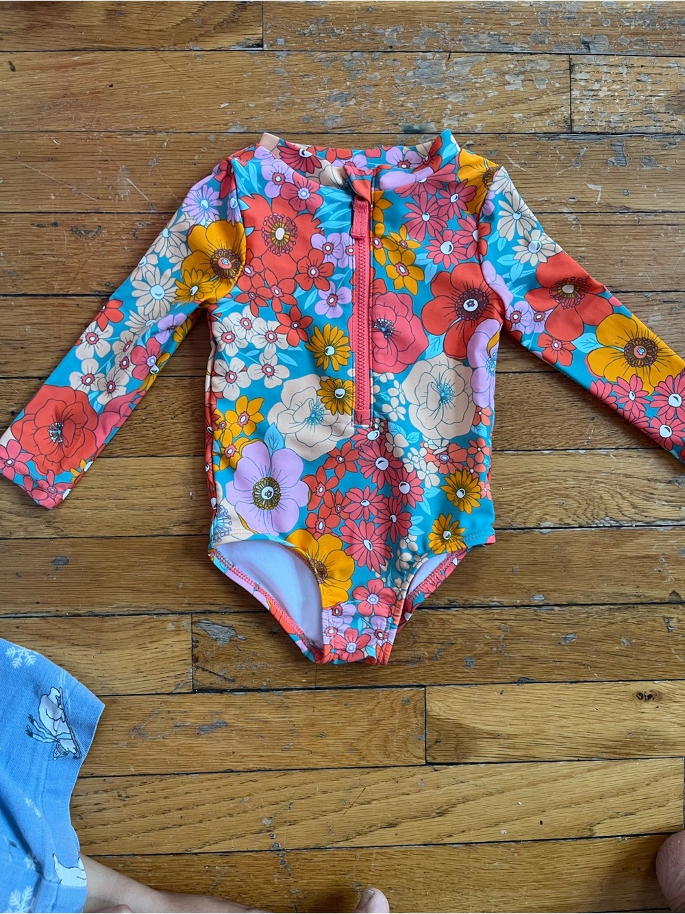 Carter's Floral Long-Sleeve One-Piece Rashguard - Pink, Blue & Yellow